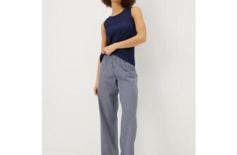 Navy Gingham Wide Leg Pyjama Bottoms – Extra Small