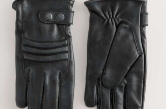 Next Black Leather Biker Gloves Sizes S-XL Free C&C
