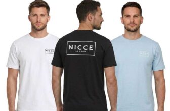 Nicce Mens Franzo Designer T-Shirt Twin Pack with code ( White / Blue Aura / Black / S , M & L Sizes )