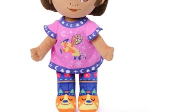 Nickelodeon Dora Official Bedtime Dora Plush Toy, Educational Toys, Glow-in-the-Dark Plush Doll, Sensory Toy for Ages 3 and Up, 13