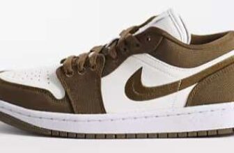 Nike Air Jordan 1 Low Trainers (Khaki/White) – Size: UK 3, 3.5, 5, 6.5 & 7.5
