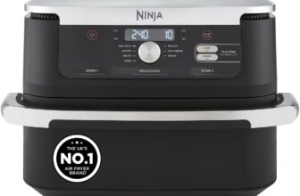 Ninja Foodi FlexDrawer Air Fryer, Dual Zone with Removable Divider, Large 10.4L Drawer, 7-in-1, Air-Fryer Uses No Oil, Air Fry, Roast, Bake, Max Crisp, Non-Stick Dishwasher Safe Parts, Black AF500UK