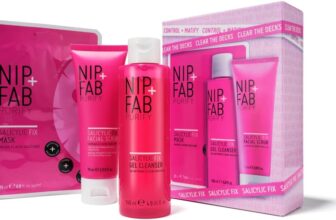 Nip Fab Clear The Decks Kit 3-Step Salicylic Acid Skincare Set for Blemish-Prone Skin Includes Gel Cleanser, Facial Scrub & Sheet Mask With Allantoin & Hyaluronic Acid