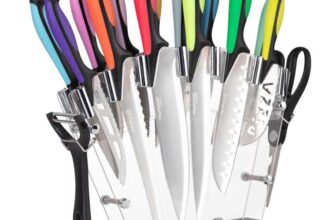 Nuovva 17-Piece Professional Kitchen Knife Set w/Knife Sharpener Peeler & Scissors – Multicolour/Copper Sold By Malmo / FBA (Voucher)