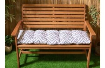 OHS 2-Seater Indoor/Outdoor Geometric Print Foam Bench Pad – Grey/White