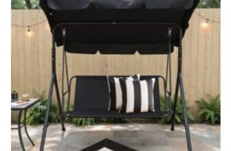 OHS 3 Seater Swing Bench with Canopy – Black