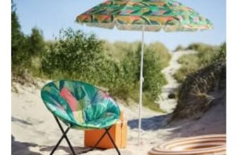 OHS Foldable Palm Print Moon Camping Chair – Green