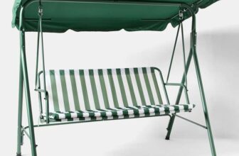 OHS Garden Swing Seat Bench, 3 Seater Garden Swing Chair with Adjustable Canopy Cushioned Seats – Sold/Shipped by OnlineHomeShop