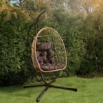 OHS Hanging Egg Chair, Rattan Swing Chair Wicker Hammock with Stand – sold and delivered by OnlineHomeShop