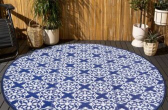 OHS Outdoor Round Rug Tile Print, Waterproof & Foldable Large Circle Rug Blue-170cm – Sold & Shipped by OnlineHomeShop