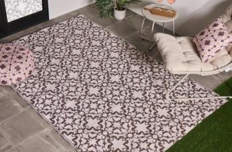 OHS Outdoor Rugs for Garden Tile Print, Weather Waterproof Reversible Garden Rug Foldable Outdoor Carpet Non Slip