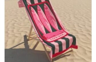 OHS Sardine Striped Beach Towel – Pink/Green