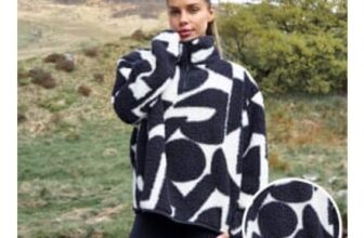 OHS Teddy Geometric Print Half Zip Fleece – Monochrome