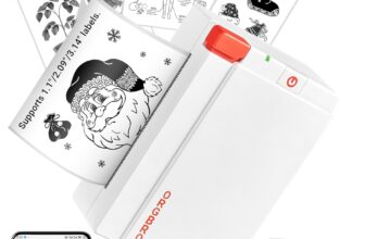 ORGBRO X3 Sticker Printer Mini Bluetooth Thermal Portable Label Maker Sticker Maker with 1 Roll Thermal Paper, Suitable for Study Notes Photos, 300DPI Compatible with Phone