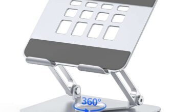 ORICO Tablet Stand, Adjustable Foldable 360 Rotation Aluminum Tablet Desk Holder – Silver Orico /FBA