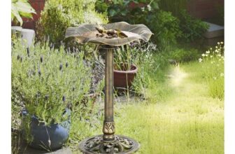 OUTSUNNY Bird Bath for Garden, Birdbath with Lotus Leaf Basin, Bronze Tone