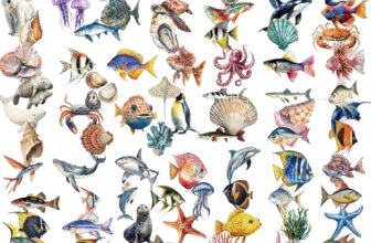 Ocean Animal Theme Sticker Set, 100 PCS Waterproof PET Decorative Stickers for Journal, Water Bottle, Laptop, Phone Case, Vintage Marine Life Art DIY Decals