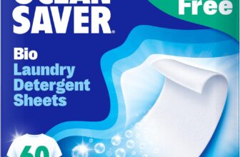 OceanSaver Eco Laundry Detergent Sheets Bio Eco-Friendly, Biodegradable & Freshly Scented Zero-Waste & Removes Tough Stains Vegan, Plastic & Cruelty-Free Plant Based Formula (60 Washes)