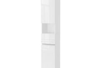 Ochama Tall White Bathroom Cabinet, Slim Storage