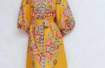Octavia Linen Blend Dress Yellow Blossom Elegance