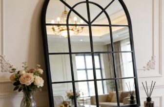 October Elf 50x70cm Bathroom Arched Wall Mirror Ink Black Bathroom Vanity Mirror/Wall Mounted/Leaning Floor/Aluminium Frame/Waterproof & Dustproof/Bedroom, Hallway & Mantel