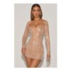 Odelie Embellished Sweetheart A-Line Mini Dress in Almond