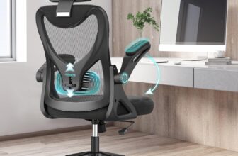 Office Chair Ergonomic Desk Chair with Lumbar Support Headrest Adjustable, Padded Flip-up Armrests Comfy Seat Cushion High Back Task Chair