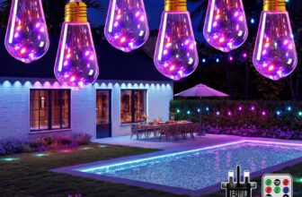 Ollny Christmas Lights 6m Hemp Rope Festoon Light Mains Powered, Fairy String with 16 S17 Bulbs/160 LEDs/Remote/Plug/Modes/Timer, Purple and Orange Lighting for Indoor Outside Outdoor Xmas Decs