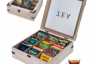 Optyuwah Vintage Wood Tea Organiser Box, 9 Compartments, Cream