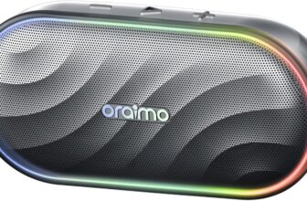 Oraimo Bluetooth Speaker,Waterproof Portable Speaker with LED Lights,30-Hour Playtime Wireless Speaker, Boost Battery Life, HD Microphone, TF Card & FM Radio, Rechargeable via Type-C