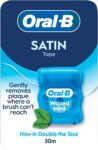 Oral-B Satin Tape Floss, Removes Plaque, Waxed Dental Floss for Tight Spaces, for a Fresh, Clean Feeling, Mint Flavour 50m Roll
