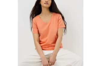 Orange V-Neck Classic Fit T-Shirt
