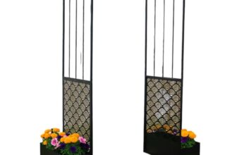 Ornate Arch with Planters – Black