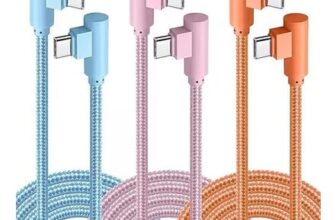 Orseoose 3 Pack 6ft 90 Degree USB-C to USB-C Nylon Braided Charger Cables