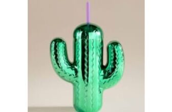 Outdoor Cactus Plastic Tumbler with Straw