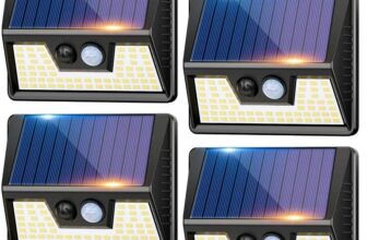 Outdoor Motion Sensor Led Solar Lights IP65 Waterproof, 3 Lighting Modes, Pir Flood Lights – 4 Pack – Sold by Vighep Lighting FBA
