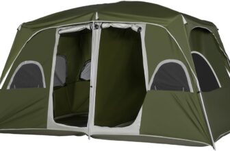Outsunny 2 Room Camping Tent, Large Family Tent 6 Person with Large Mesh Windows, Easy Set Up for Backpacking, Hiking, Outdoor, 400L x 275W x 210Hcm