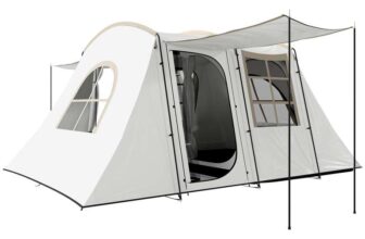 Outsunny 3-4 Man Tunnel Tent with Sewn in Floor, 3000mm Waterproof, Khaki
