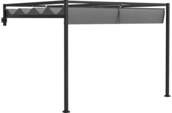 Outsunny 3 x 4m Lean To Pergola with Retractable Roof, Dark Grey – Sold by Aosom MHSTAR UK / FBA