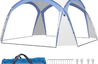 Outsunny 3.5 x 3.5M Camping Gazebo, Outdoor Event Shelter Dome Tent Garden Sun Shelter Patio Spire Arc Pavilion Camp Sun Shade Tent for 6-8 Person, Light Blue