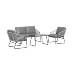 Outsunny 4 Piece Rattan Garden Furniture Set with Cushions, Grey