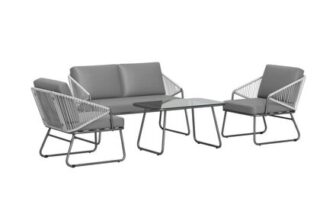 Outsunny 4 Piece Rattan Garden Furniture Set with Cushions, Grey