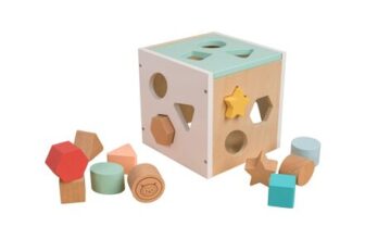 Owl and Fox Wooden Shape Sorter Cube, FSC-Certified Wood