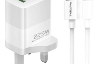 PAVAREAL K103 British Standard 22.5W Fully Compatible White Charger TYPE-C Set