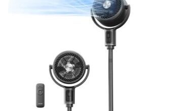 PELONIS Pedestal Fan with Remote, Ultra Quiet, 9 Speeds, Timer