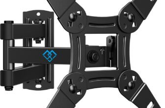 PERLESMITH TV Wall Bracket for 13-42 inch TVs, Swivel Tilt Extend Wall Mount for Flat & Curved TV up to 20kg, Max.VESA 200x200mm