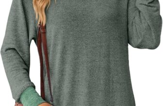 PICKLION Womens T Shirts Ladies Tops Longline Tshirts Casual Long Sleeve Turtleneck Colorblock Loose Jumper Shirts