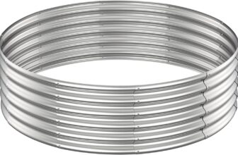 PINPON 120x 120x 30cm Round Galvanized Raised Garden Bed Outdoor, Large Metal Planter Box for Vegetables, Flower, and Herb Garden, Above Ground Galvanized Steel Garden Bed for Backyard, Patio