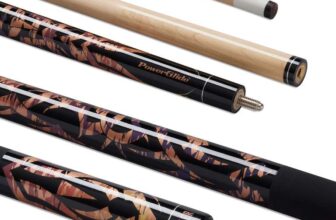 POWERGLIDE One 2-Piece Pool Cue Stick Maple Wood Shaft & Ramin Butt with Decal Pool Joint with Plastic Collar Full Size 57 – 13mm Tip
