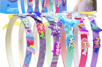 PURPLE LADYBUG DIY Headband Making Kit for Girls – Mermaid Gifts for Girls Age 6, Creative Headband Making Set, Non-Toxic Hair Accessories, Mermaid-Themed Birthday Presents
